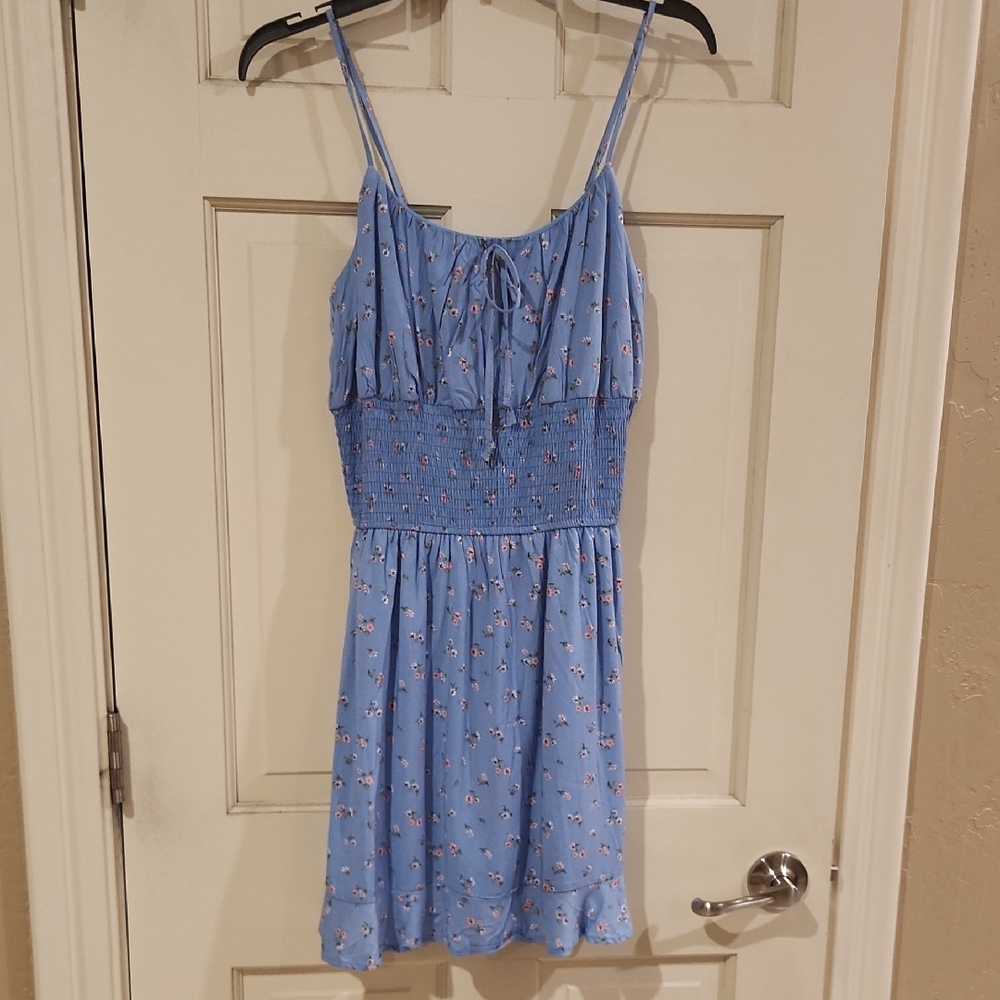 Liberty Love Light Blue Floral Sundress with Smocked Neckline